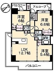 グランマスト富安 3LDKの間取図画像