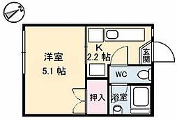 昭和ハイツ 1Kの間取図画像