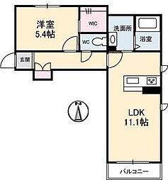 シャーメゾンAYA 1LDKの間取図画像