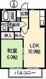 パークボナベンチャーハイツA 1LDKの間取図画像
