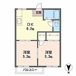 ハイツファミール 2DKの間取図画像