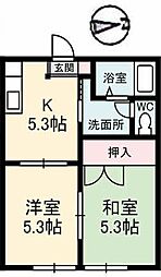 サニーズ福庭B 2Kの間取図画像