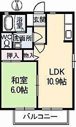 パークボナベンチャーハイツA 1LDKの間取図画像
