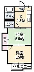 コーポとっとり 2Kの間取図画像