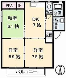 フレスコKB 3DKの間取図画像