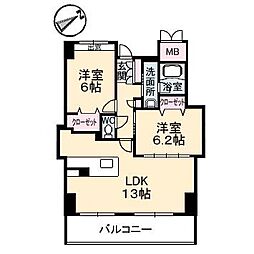 グランマスト富安 2LDKの間取図画像