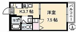 シャーメゾンウエスト 1Kの間取図画像