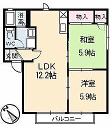 キャトルセゾンA 2LDKの間取図画像