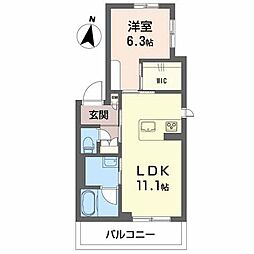 ピユアK 1LDKの間取図画像