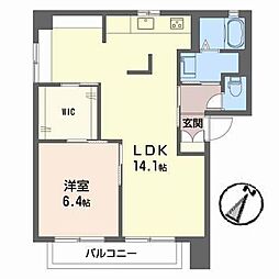 フローリ 2階1LDKの間取り