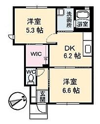 フェリーチェ　Ａ棟 1階2DKの間取り
