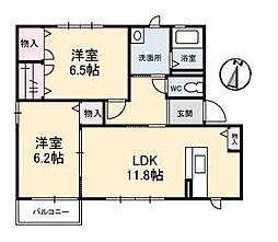 シャーメゾンＭ−VI 1階2LDKの間取り