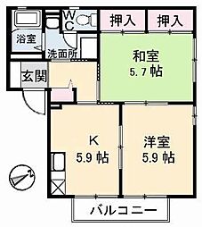 ディアスすぎ 2Kの間取図画像