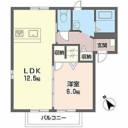 ジュネスエスポワールB 1LDKの間取図画像