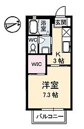 グリーンビューB 1Kの間取図画像