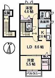 ヴァンベールM 2LDKの間取図画像