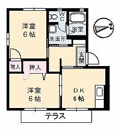 ムーンライトだいせんB 2DKの間取図画像