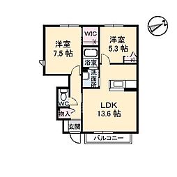 ブランドールユーB 2LDKの間取図画像