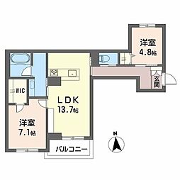 チェルシー 西津田 West 2LDKの間取図画像