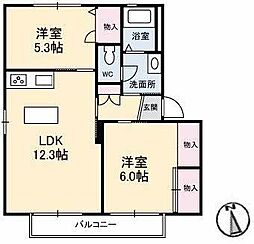 グリーンヒルズ 2LDKの間取図画像