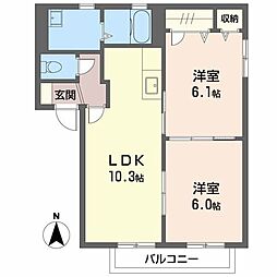 エトワールラフォーレ 2LDKの間取図画像