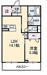 グランマスト米原 1LDKの間取図画像