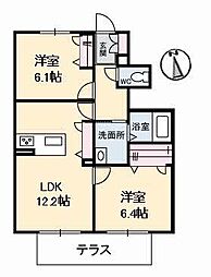 ポラリス 1階2LDKの間取り