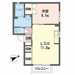 クレスト21A 1LDKの間取図画像