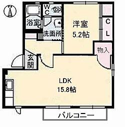 ラパルテール　弐番館　翔 2階1LDKの間取り
