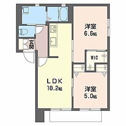 グランドハイツ富士A 2LDKの間取図画像