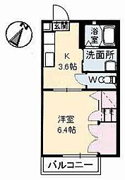 グリーン・ルーフ沖野上 1Kの間取図画像