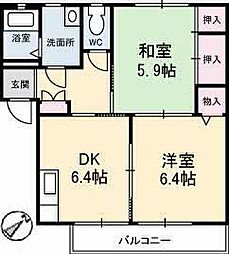 ミレニアムガーデン2 2DKの間取図画像