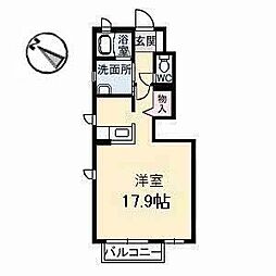 グランドメゾン糸崎A ワンルームの間取図画像