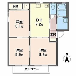 PrimeEast 3DKの間取図画像