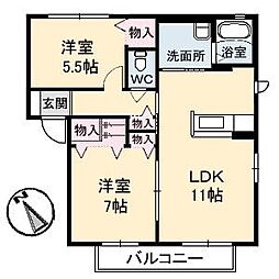 チャウハウス 2LDKの間取図画像