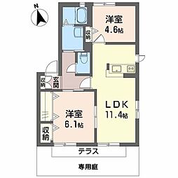 SunnyCourtB 2LDKの間取図画像