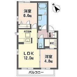 フェザンレーヴ統理A 2LDKの間取図画像