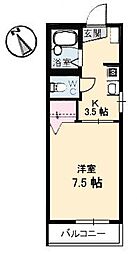 ディアス吾妻 2階1Kの間取り