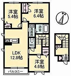 ハイマート両谷 2階3LDKの間取り
