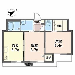 アザレアヒルズ西条 2DKの間取図画像