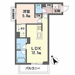 パストラール己斐中 3階1LDKの間取り