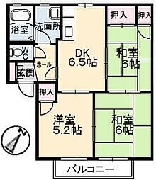 ディアス南幸　Ｃ棟 2階3DKの間取り