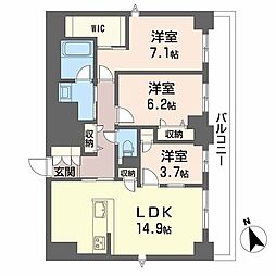ラヴェール横川 6階3LDKの間取り