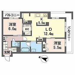 クリソベリル 2LDKの間取図画像