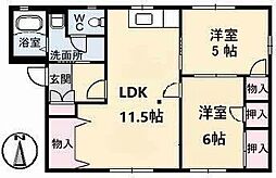 レジデンス飯田 2LDKの間取図画像