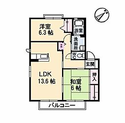 カミーリアB 2LDKの間取図画像