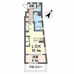 シティーコート上幟町 1LDKの間取図画像