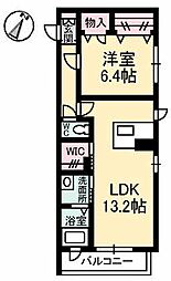 クレール西霞 1LDKの間取図画像