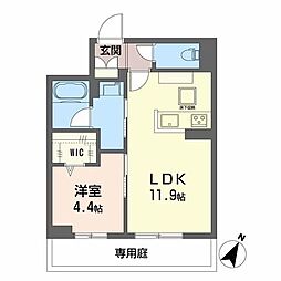 Ecrage Takasu 1LDKの間取図画像