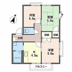 フレグランス阿賀南D 3Kの間取図画像